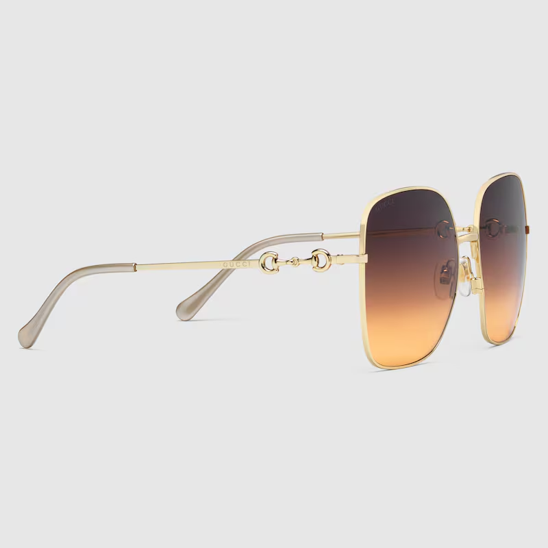 Gucci GG0879S 004 Square Shape Gold Brown Shaded