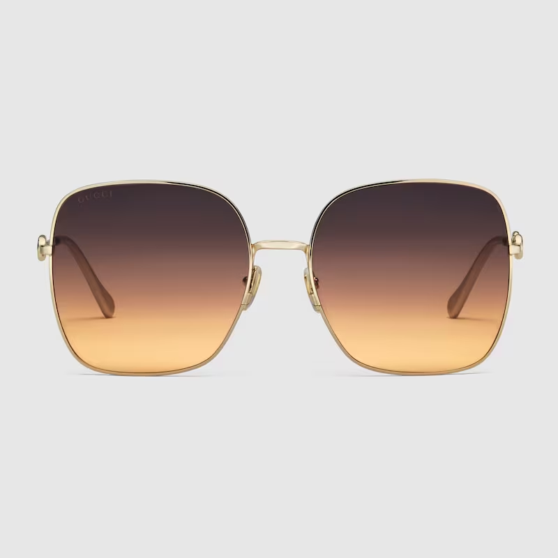 Gucci GG0879S 004 Square Shape Gold Brown Shaded