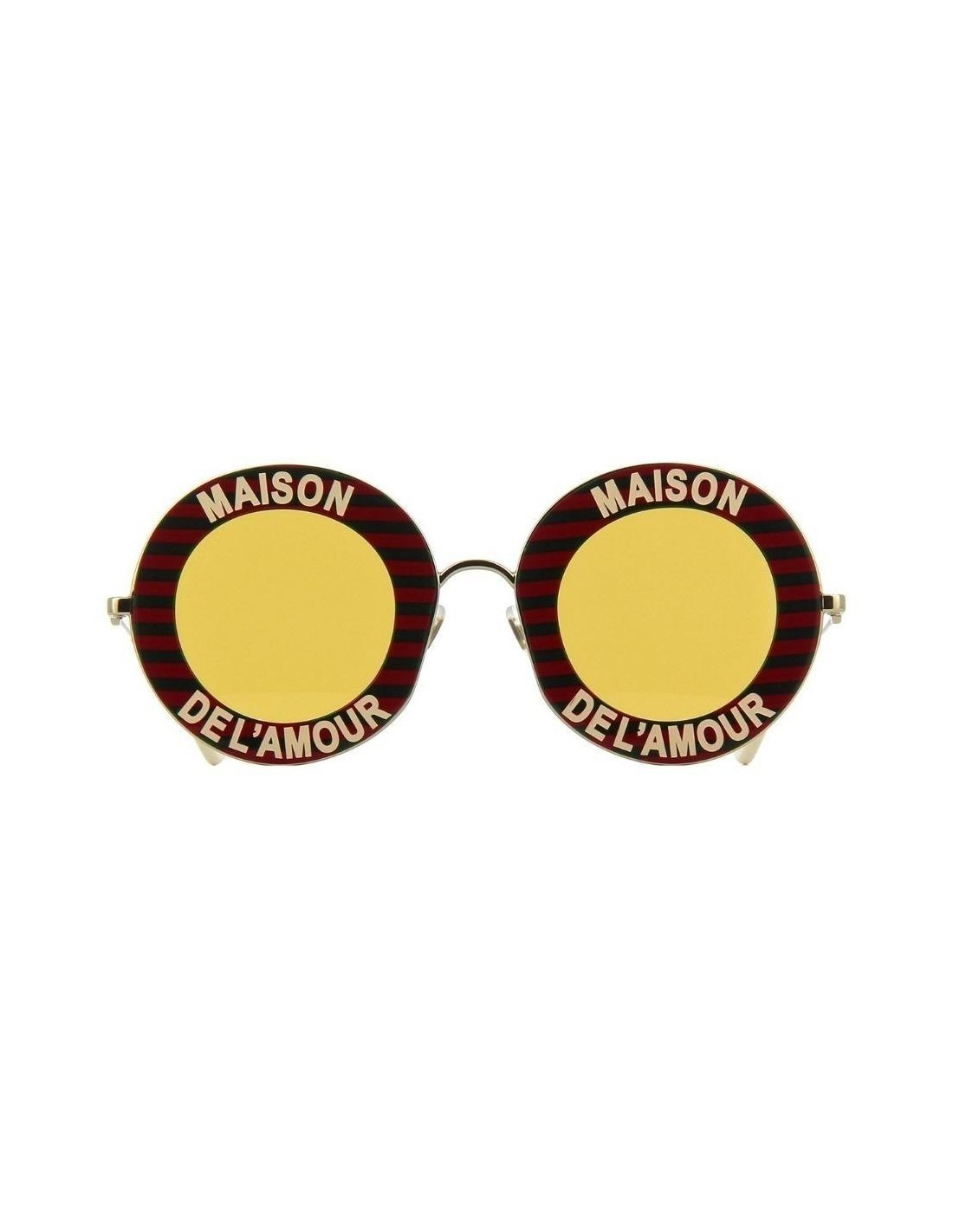 Gucci Gg0113s 007 Round Maison Del'Amour Red Yellow
