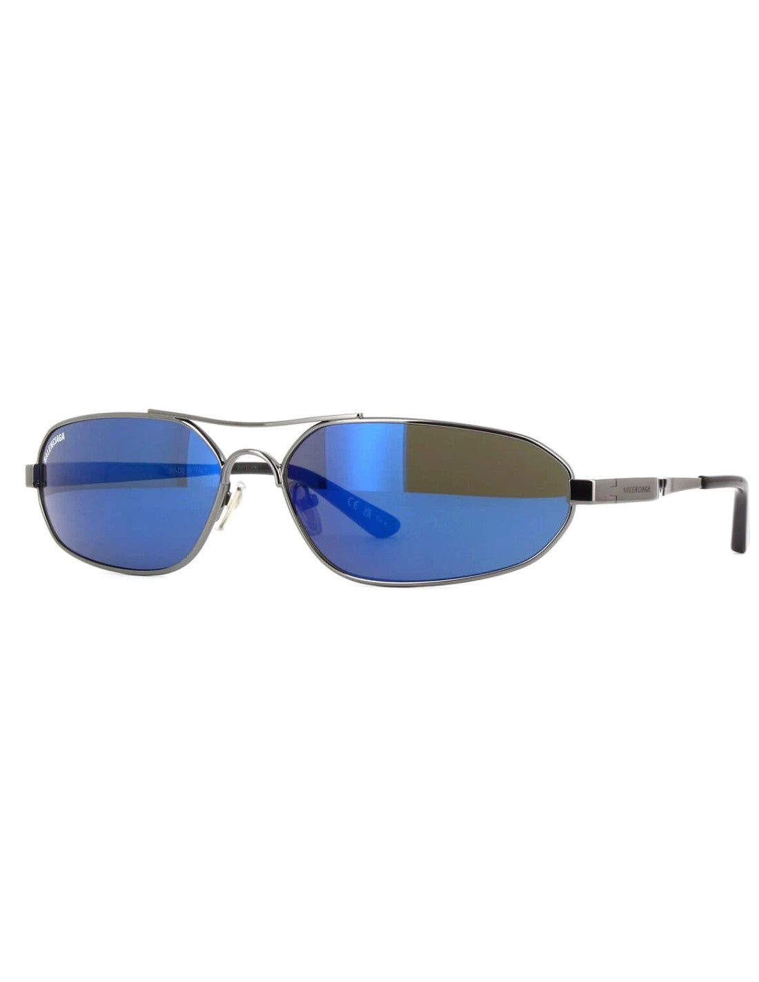 Balenciaga BB0227S 004 Oval Shape Blue Silver