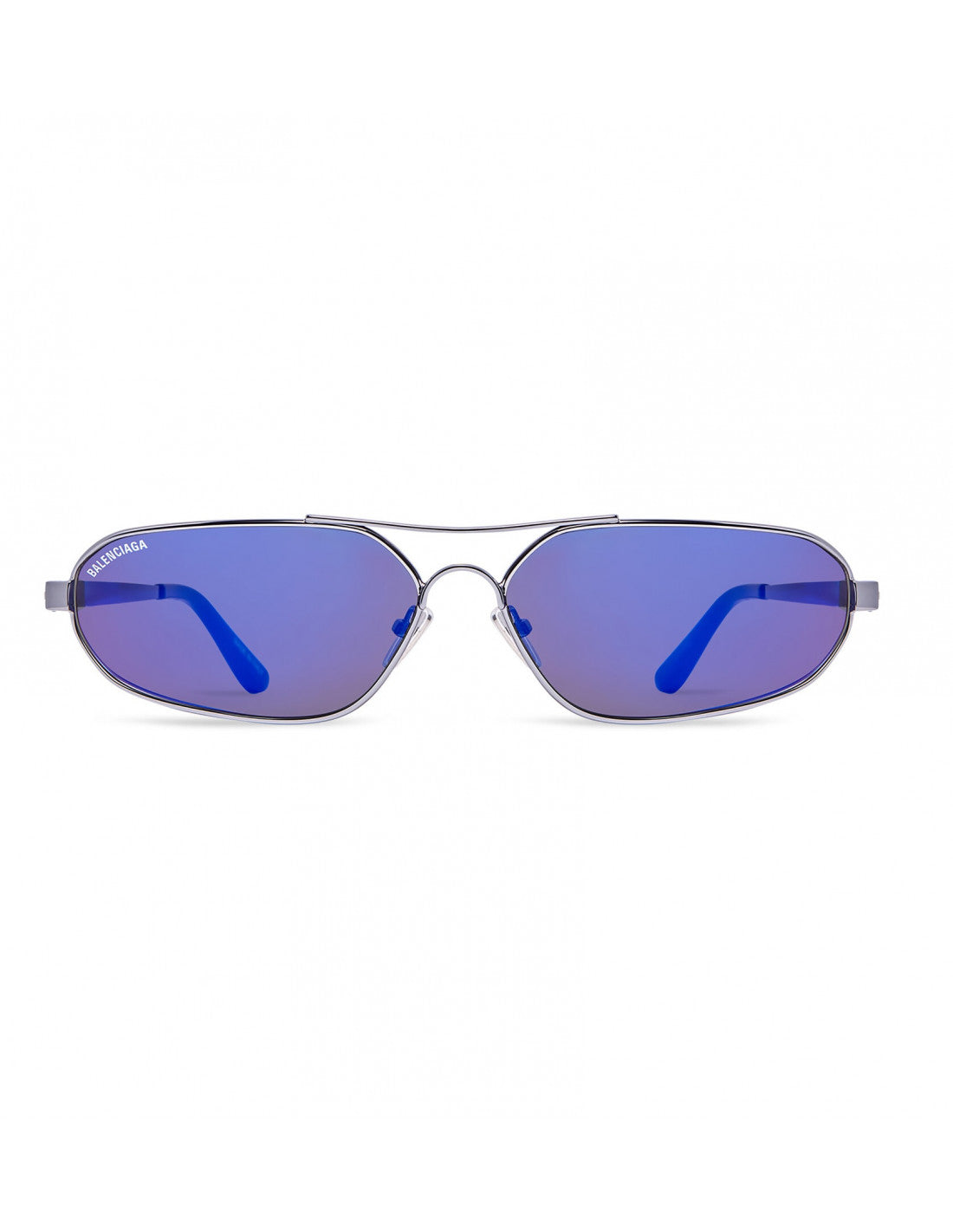 Balenciaga BB0227S 004 Oval Shape Blue Silver