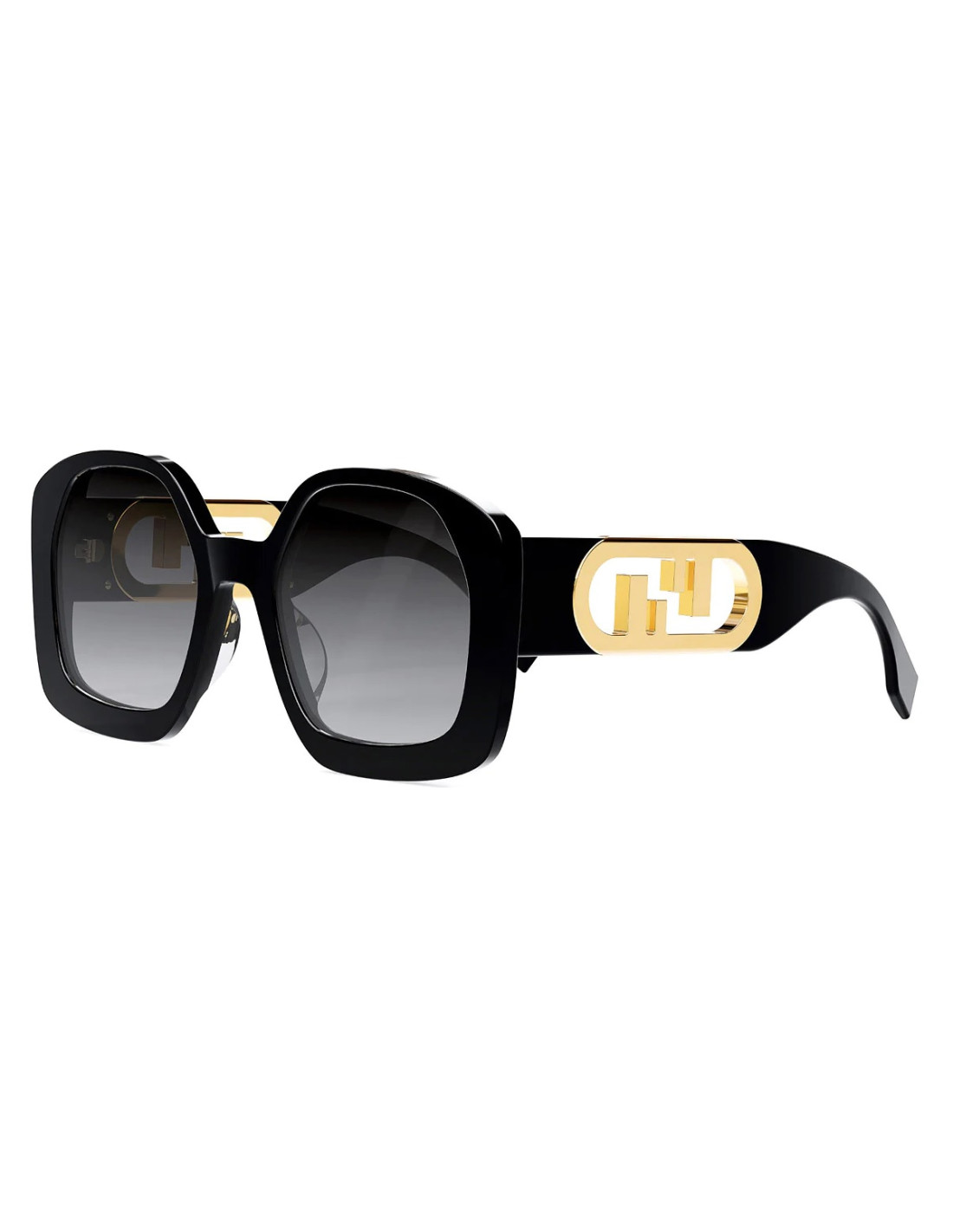 Fendi FE40048U C01 Geometric Sunglasses Black Gold