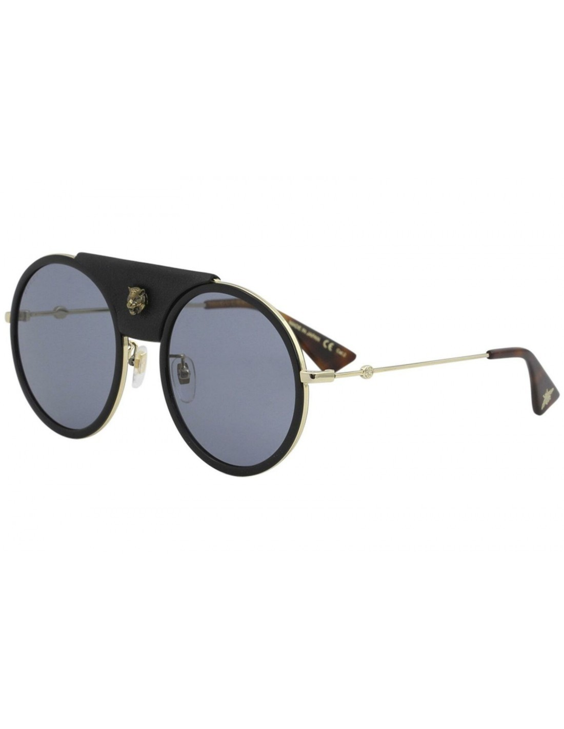 Gucci Gg0061s 016 Round Double Bridge Black Golden