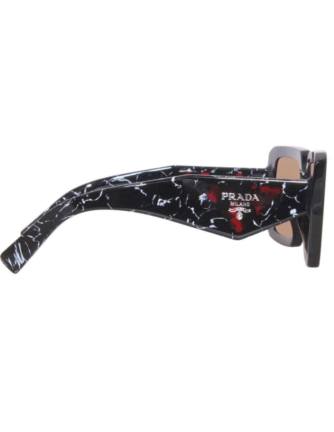 Prada SPR 23YS 1AB-06Q Square Shape Black Red