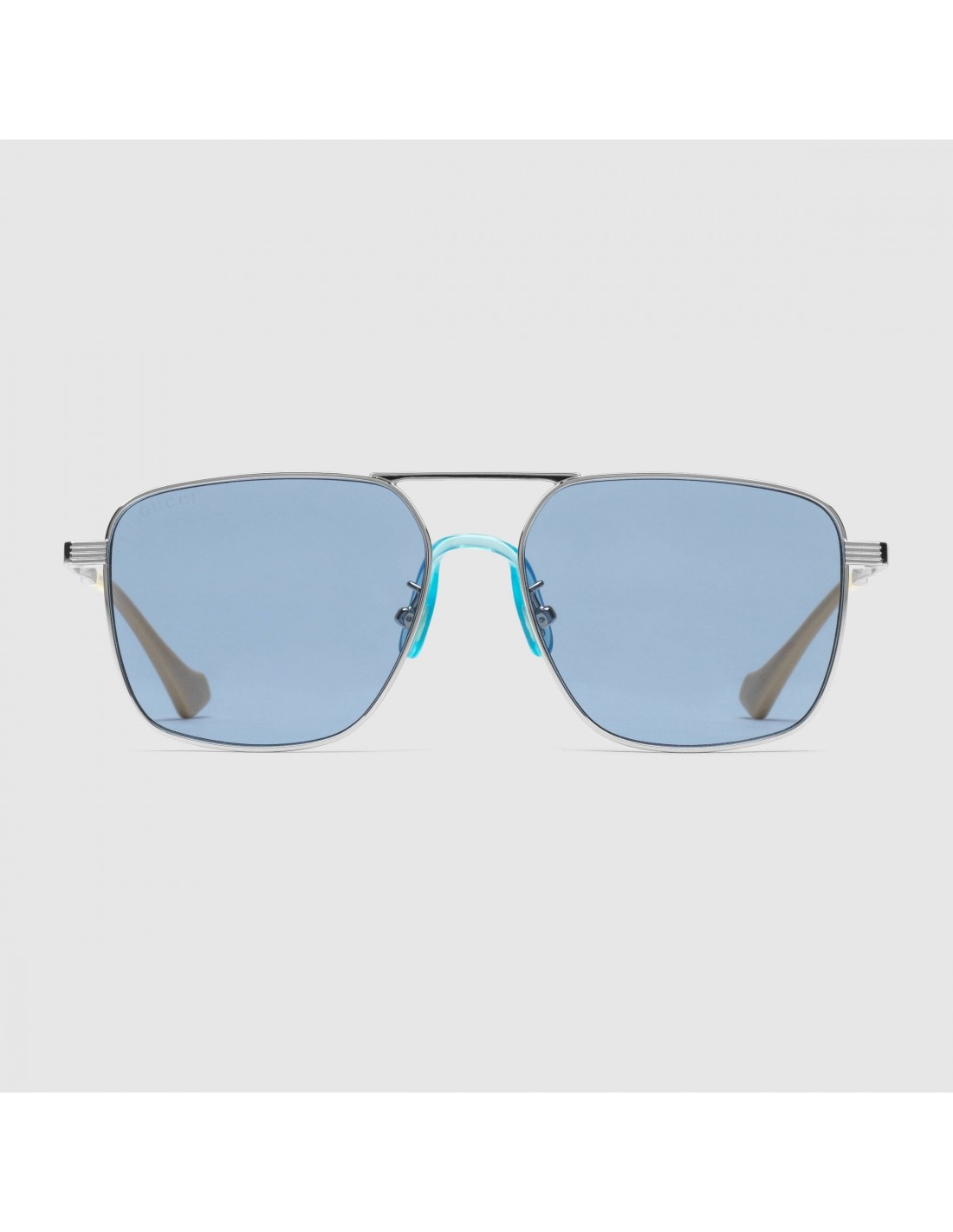 Gucci GG0743S 005 Aviator Square Metal Black Silver