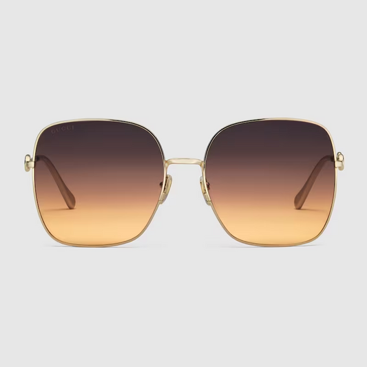 Gucci GG0879S 004 Square Shape Gold Brown Shaded