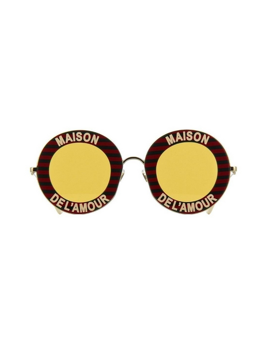 Gucci Gg0113s 007 Round Maison Del'Amour Red Yellow