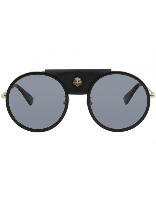 Gucci Gg0061s 016 Round Double Bridge Black Golden